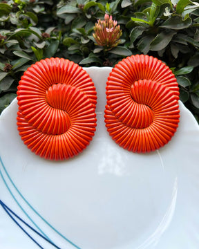 Orange Twisted Ripple Drop Earrings