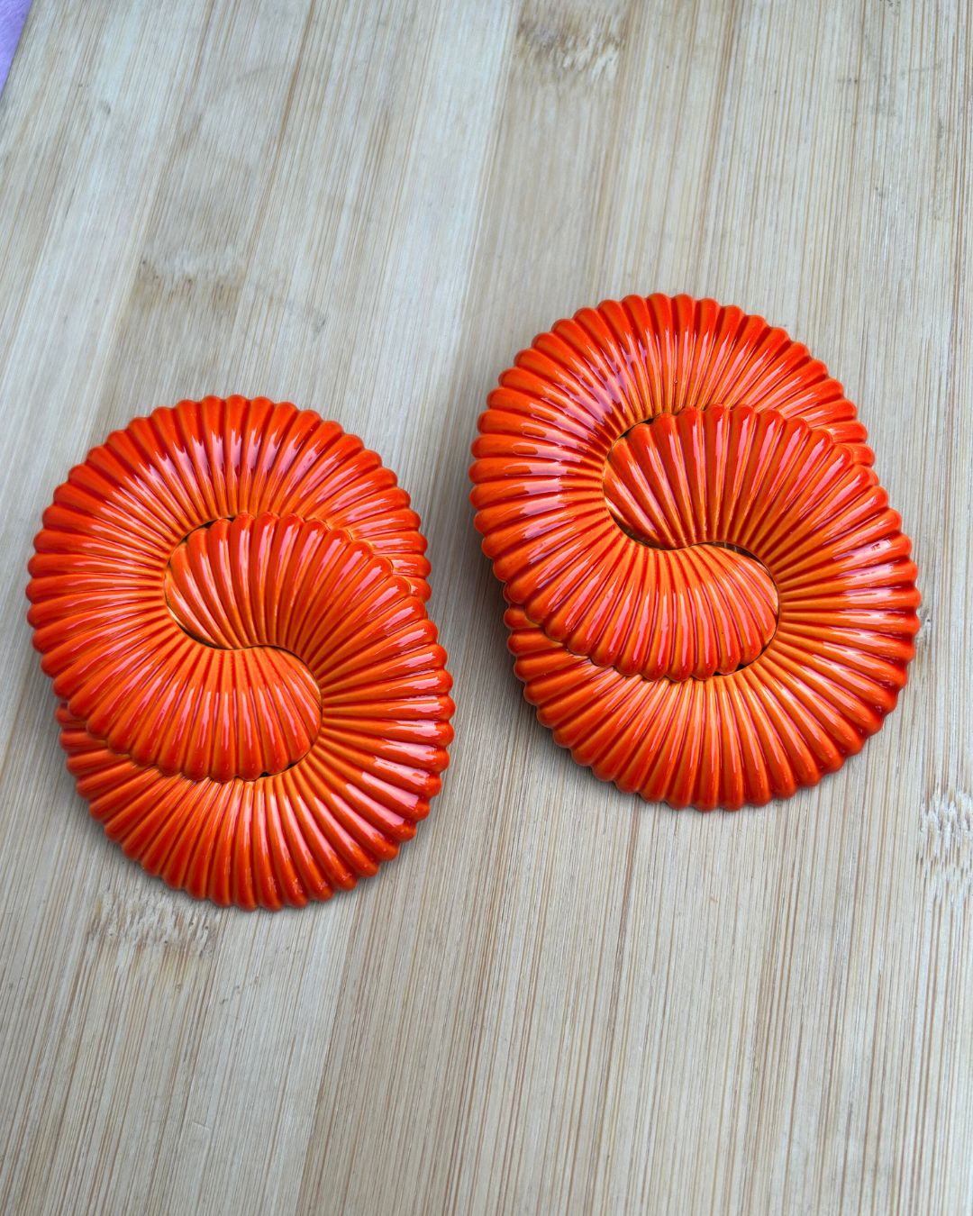 Orange Twisted Ripple Drop Earrings