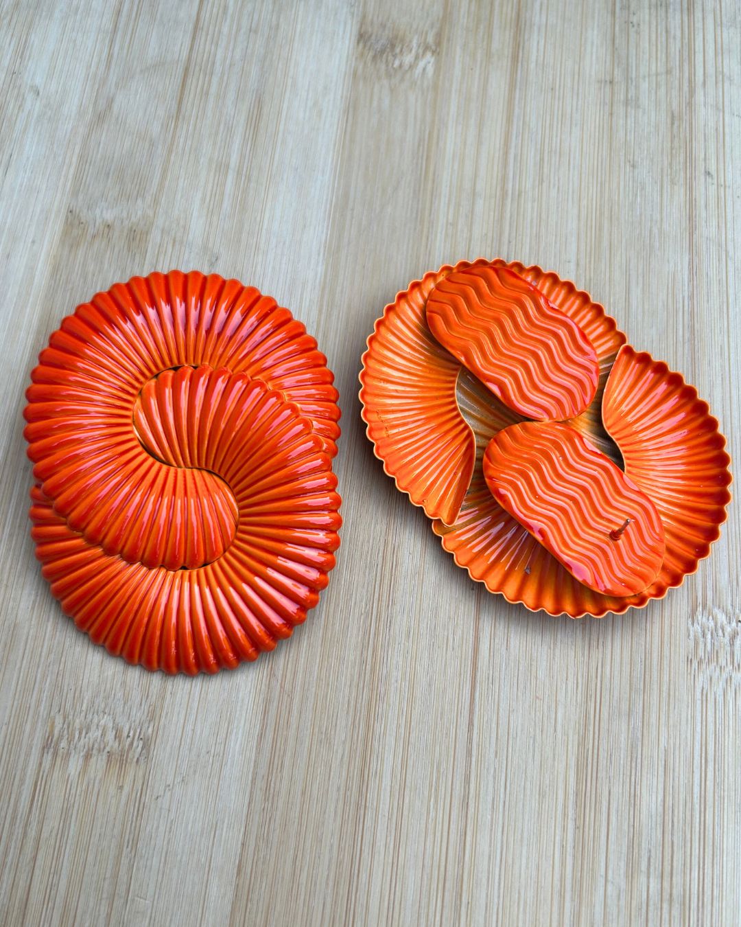 Orange Twisted Ripple Drop Earrings