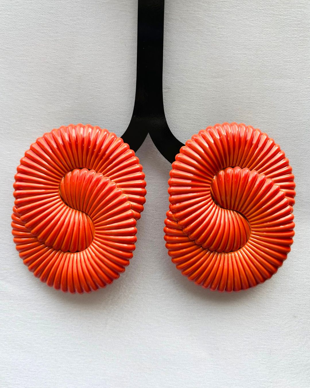 Orange Twisted Ripple Drop Earrings