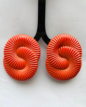 Orange Twisted Ripple Drop Earrings