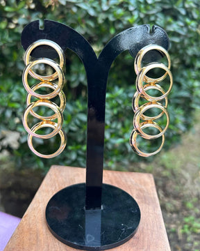 Golden Geometric Circle Drop Earrings