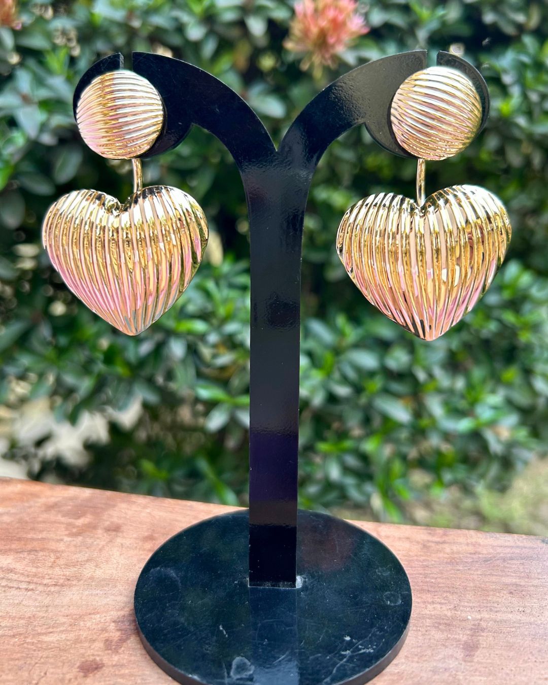 Golden Heart Drop Earrings