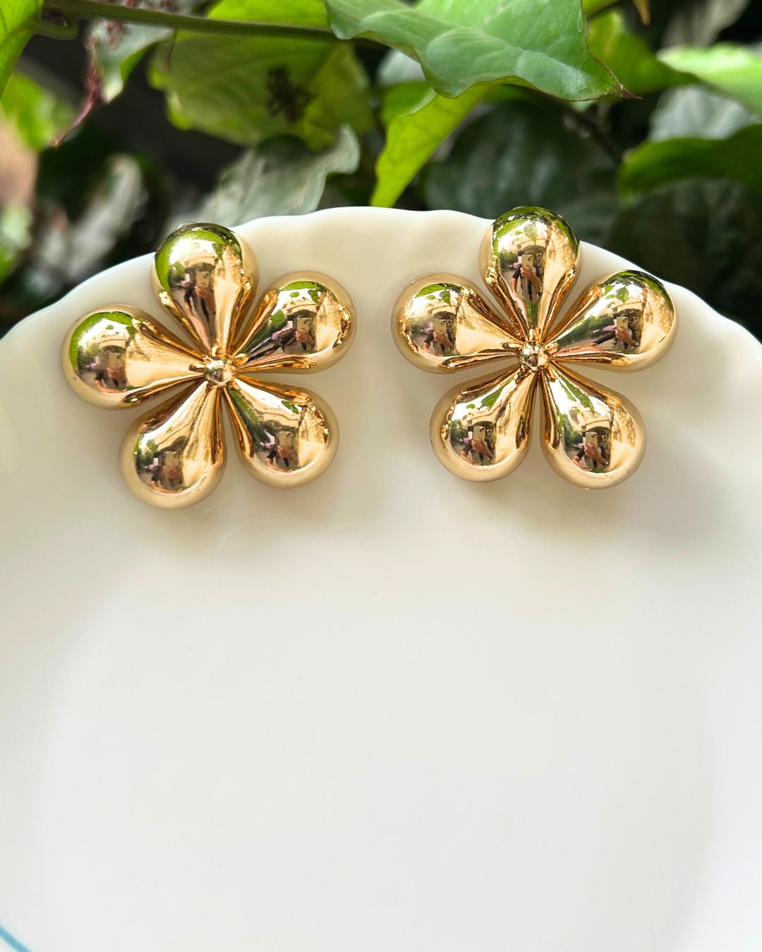 Golden Flower Stud Earrings