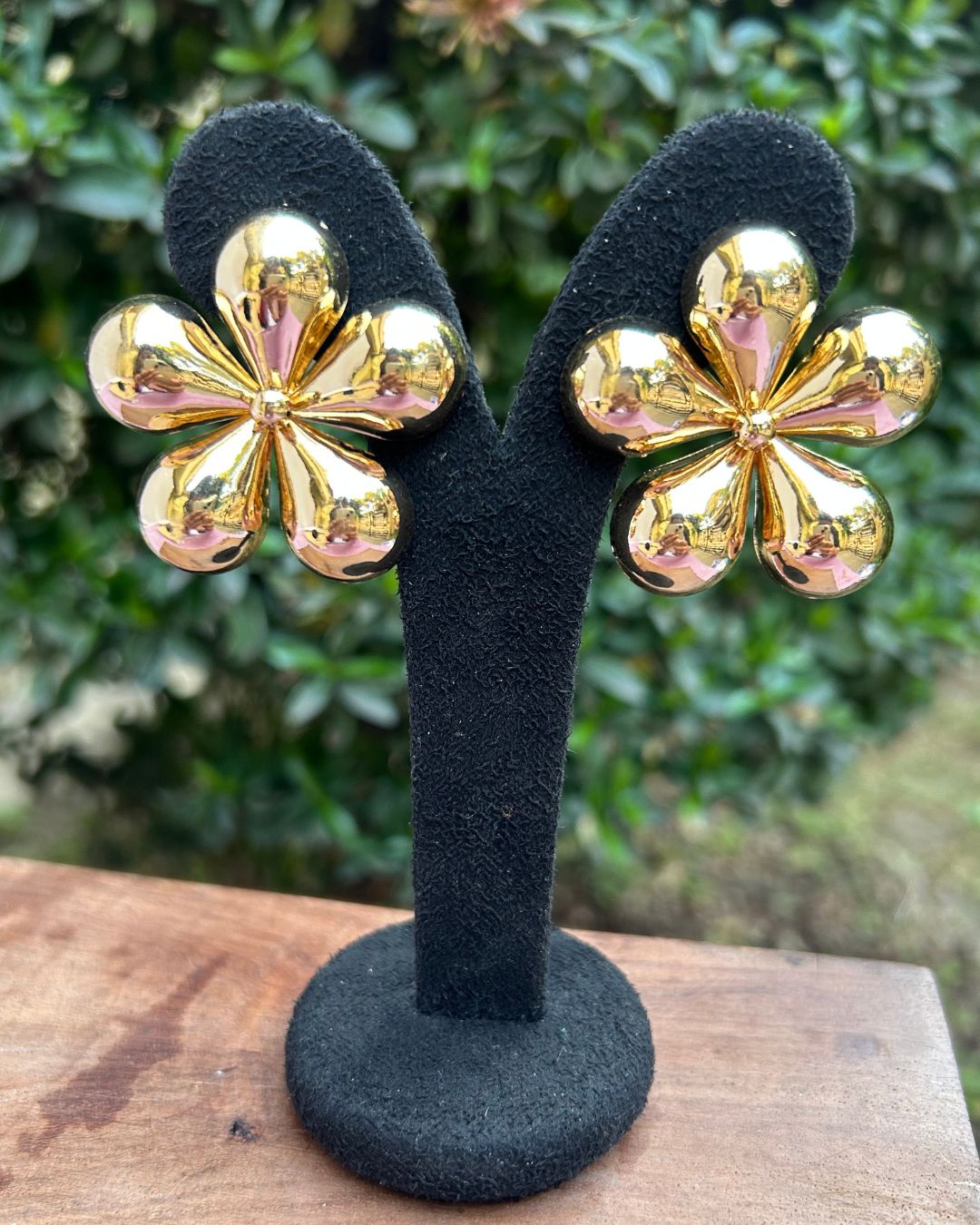 Golden Flower Stud Earrings