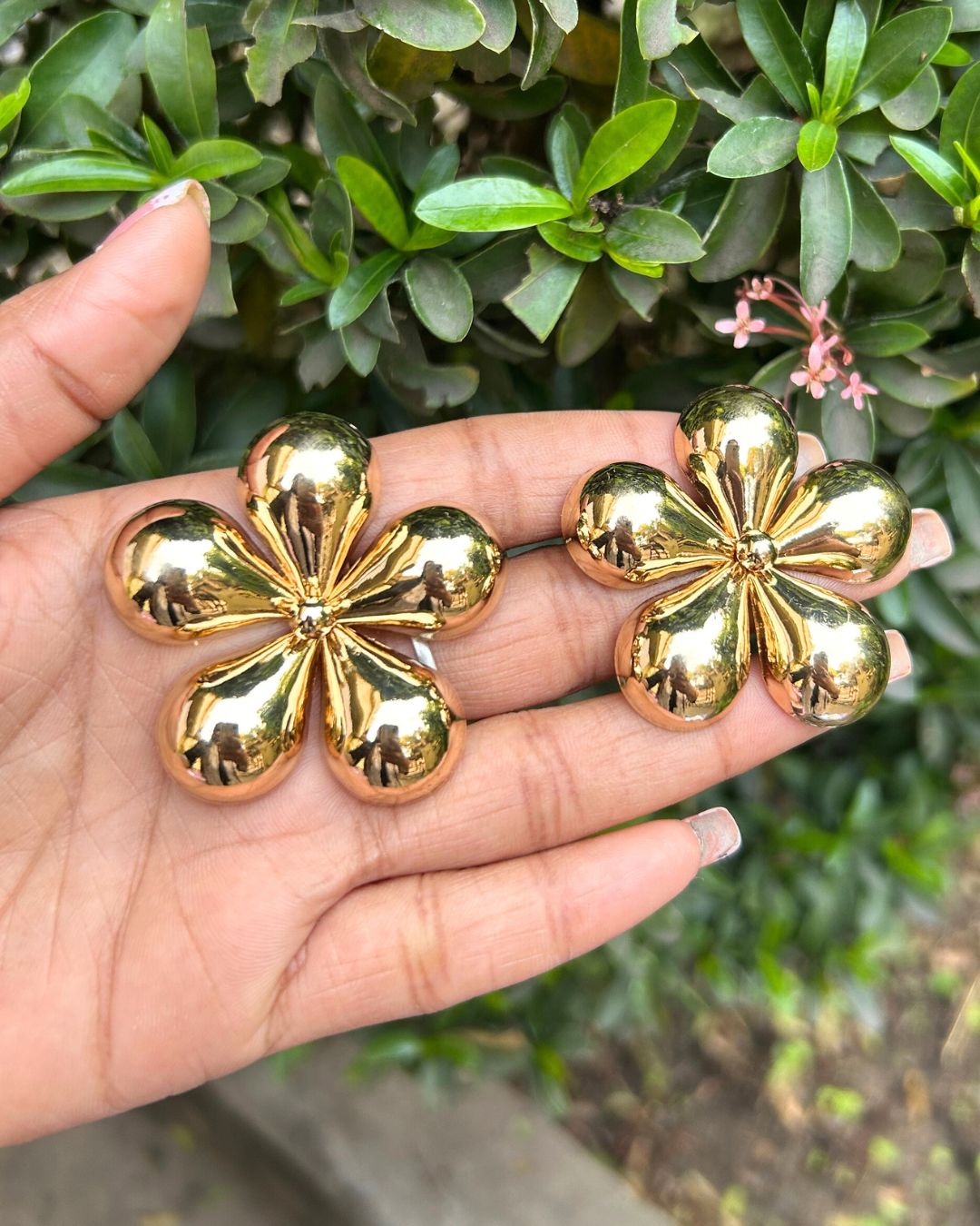 Golden Flower Stud Earrings