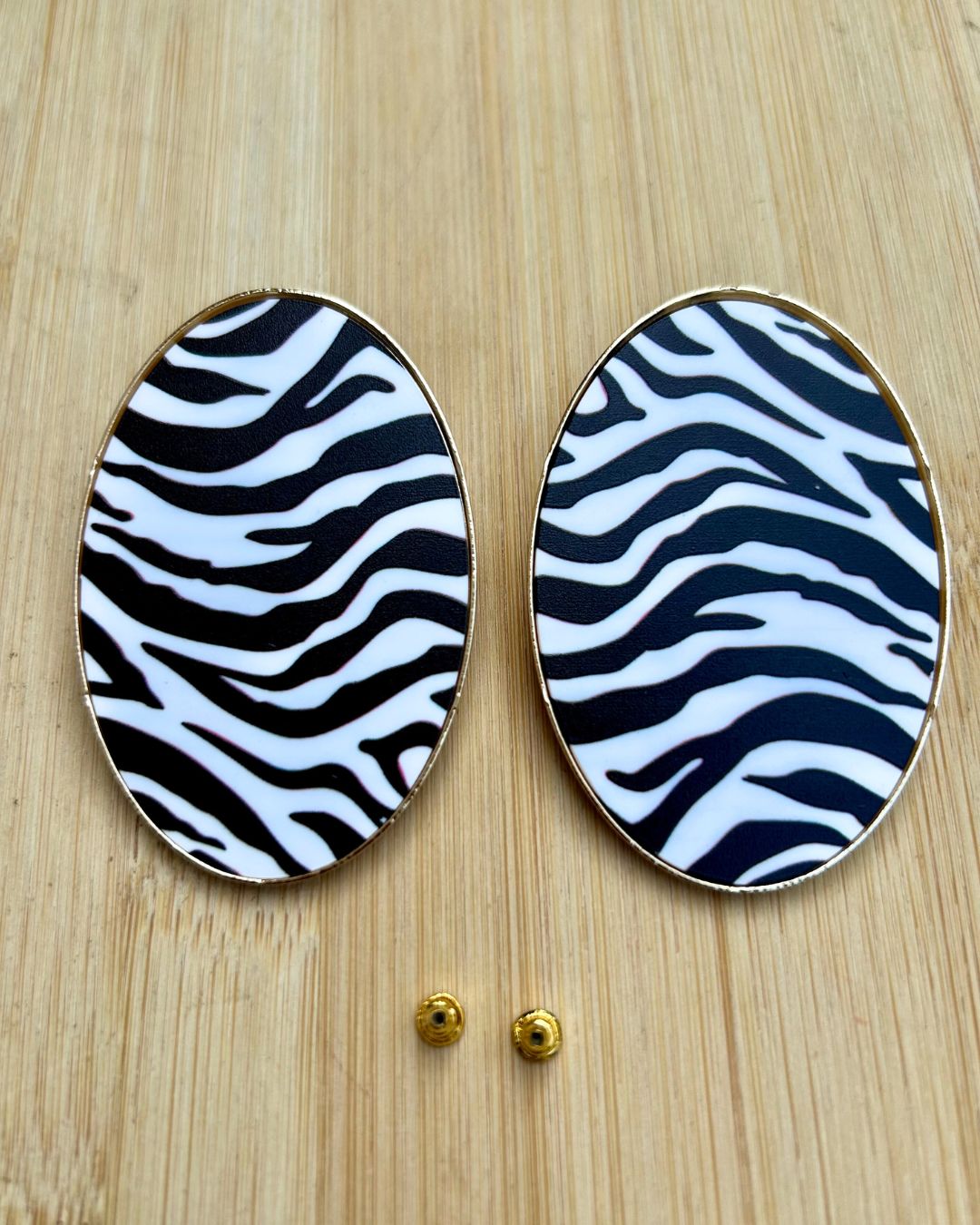 Zebra Print Oval Drop Earrings