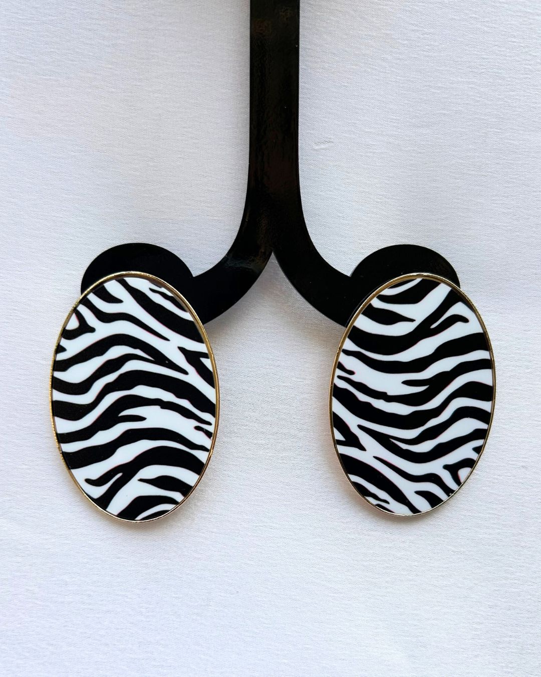 Zebra Print Oval Drop Earrings