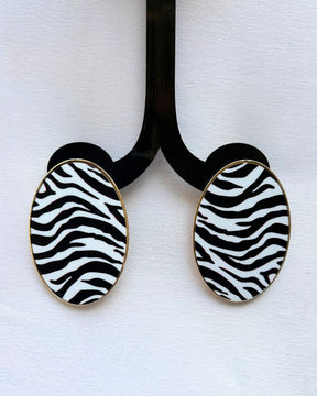 Zebra Print Oval Drop Earrings