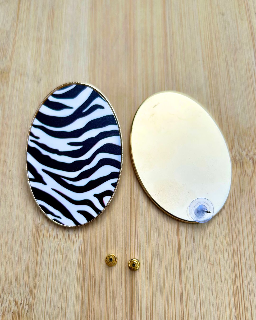 Zebra Print Oval Drop Earrings