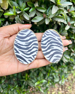 Zebra Print Oval Drop Earrings