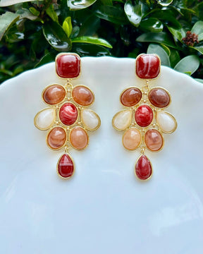 Minimalist Geometric Oval Resin Drop Earrings