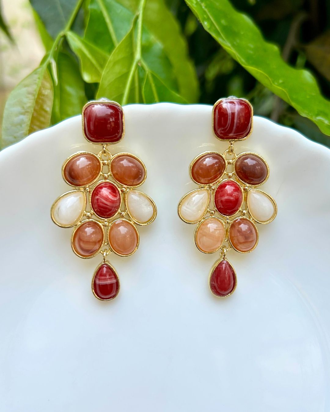 Minimalist Geometric Oval Resin Drop Earrings