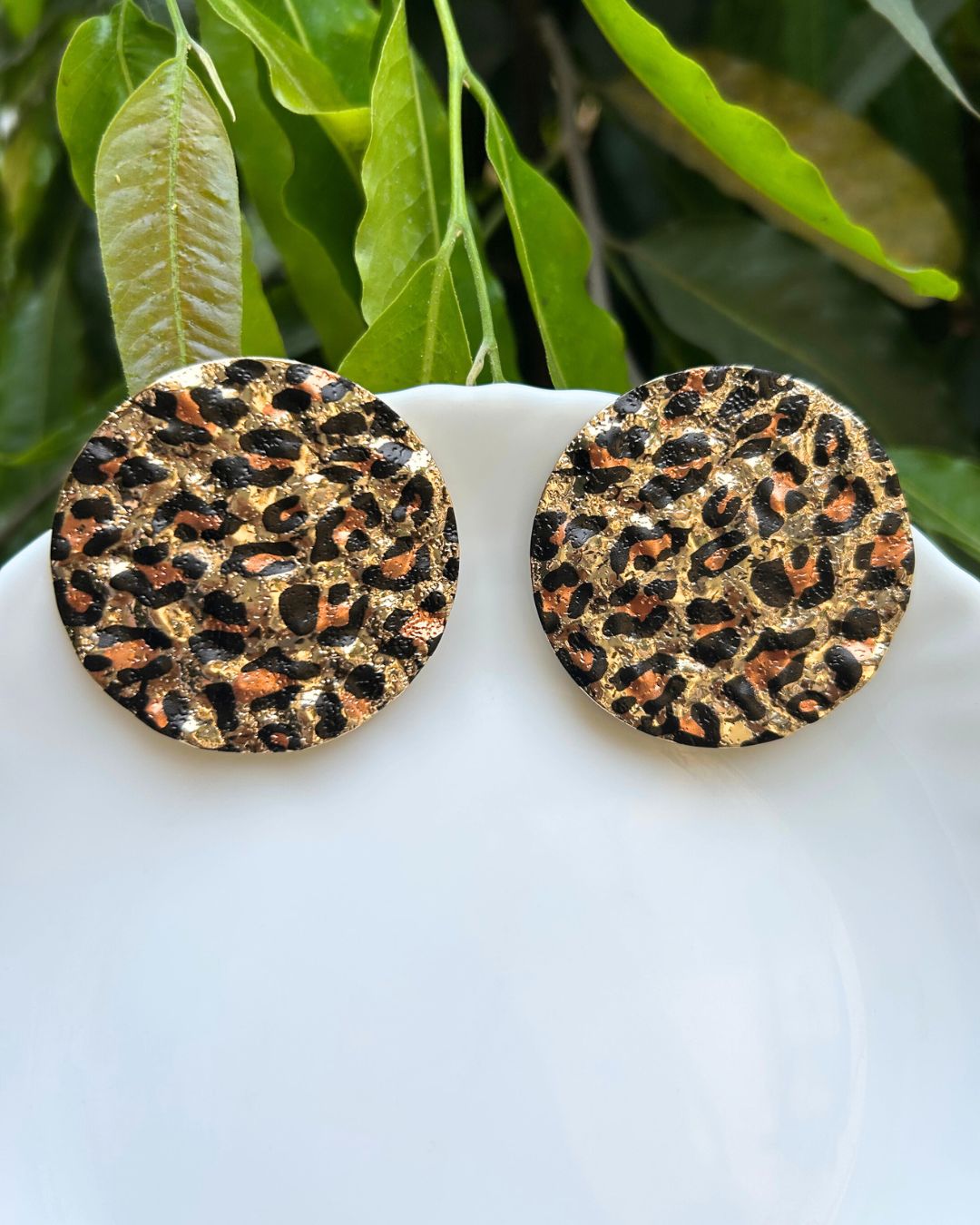 Animal Print Round Stud Earrings