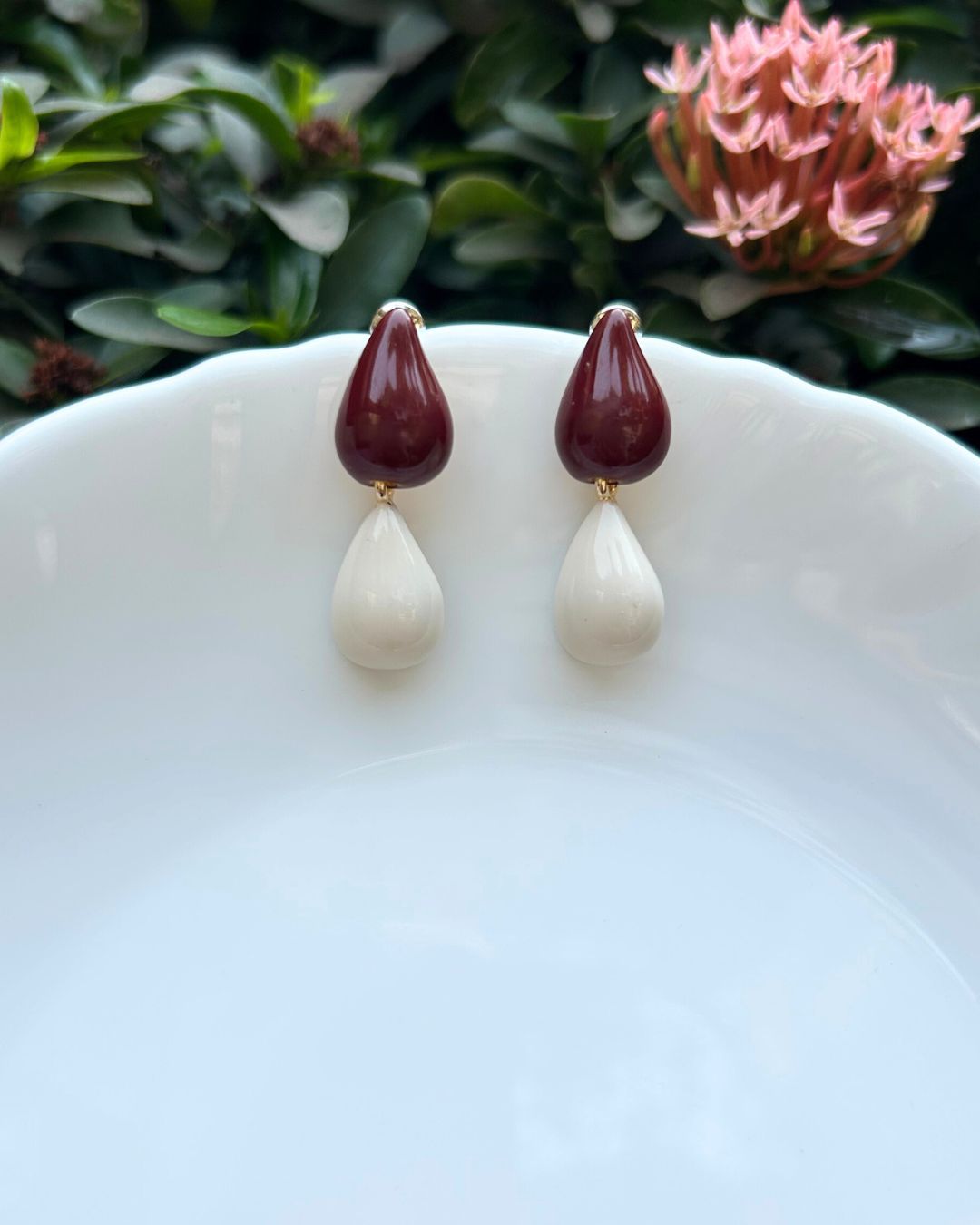 Maroon Mist Teardrop Earrings