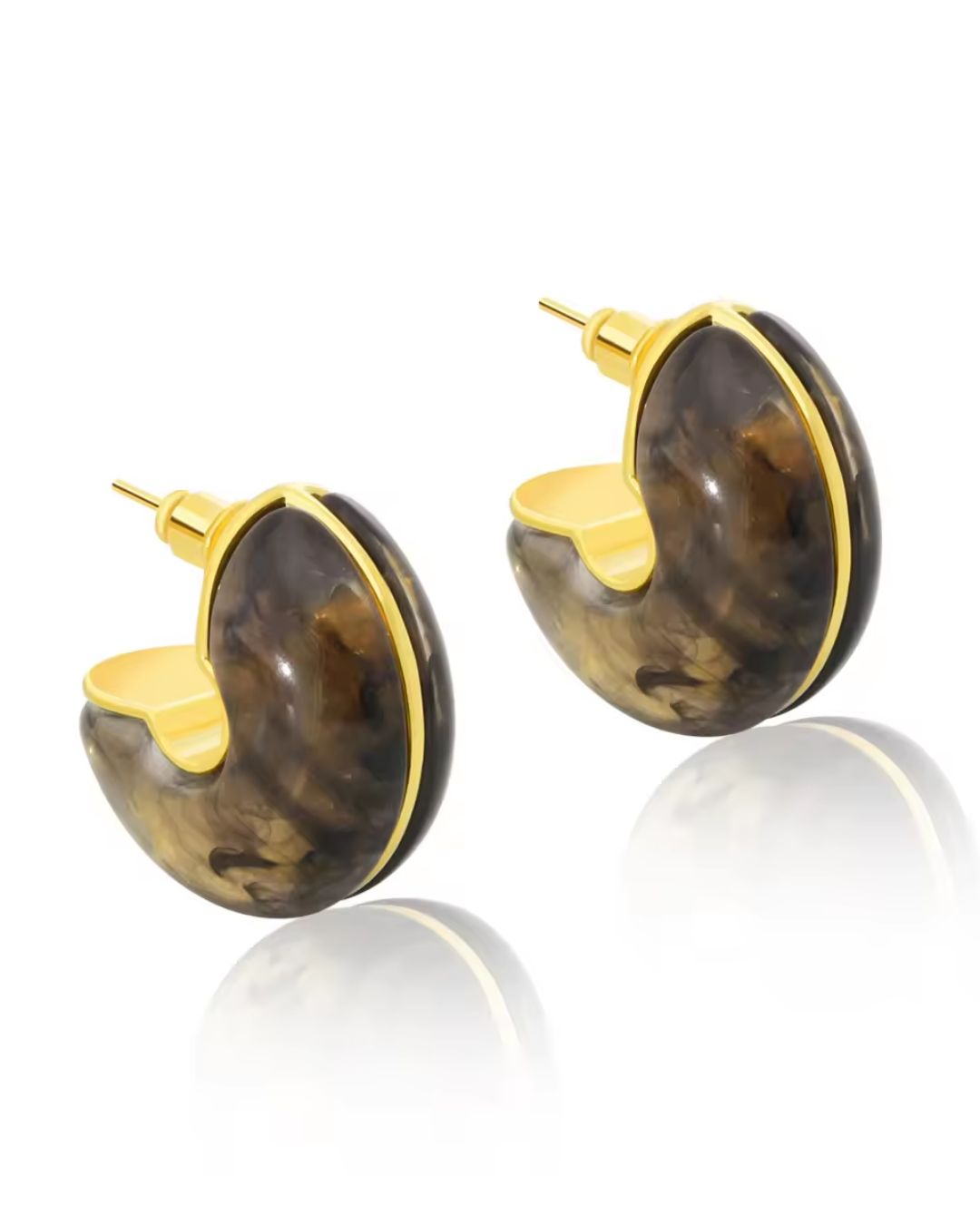 Olive Green Moon Hoop Earrings