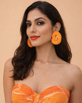 Orange Twisted Ripple Drop Earrings