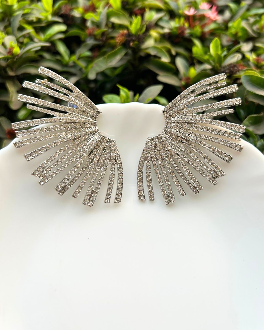 Silver Crystal Alloy Geometric Drop Earrings