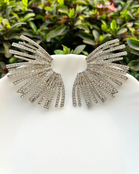 Silver Crystal Alloy Geometric Drop Earrings