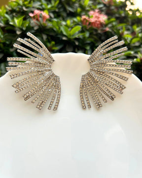 Silver Crystal Alloy Geometric Drop Earrings