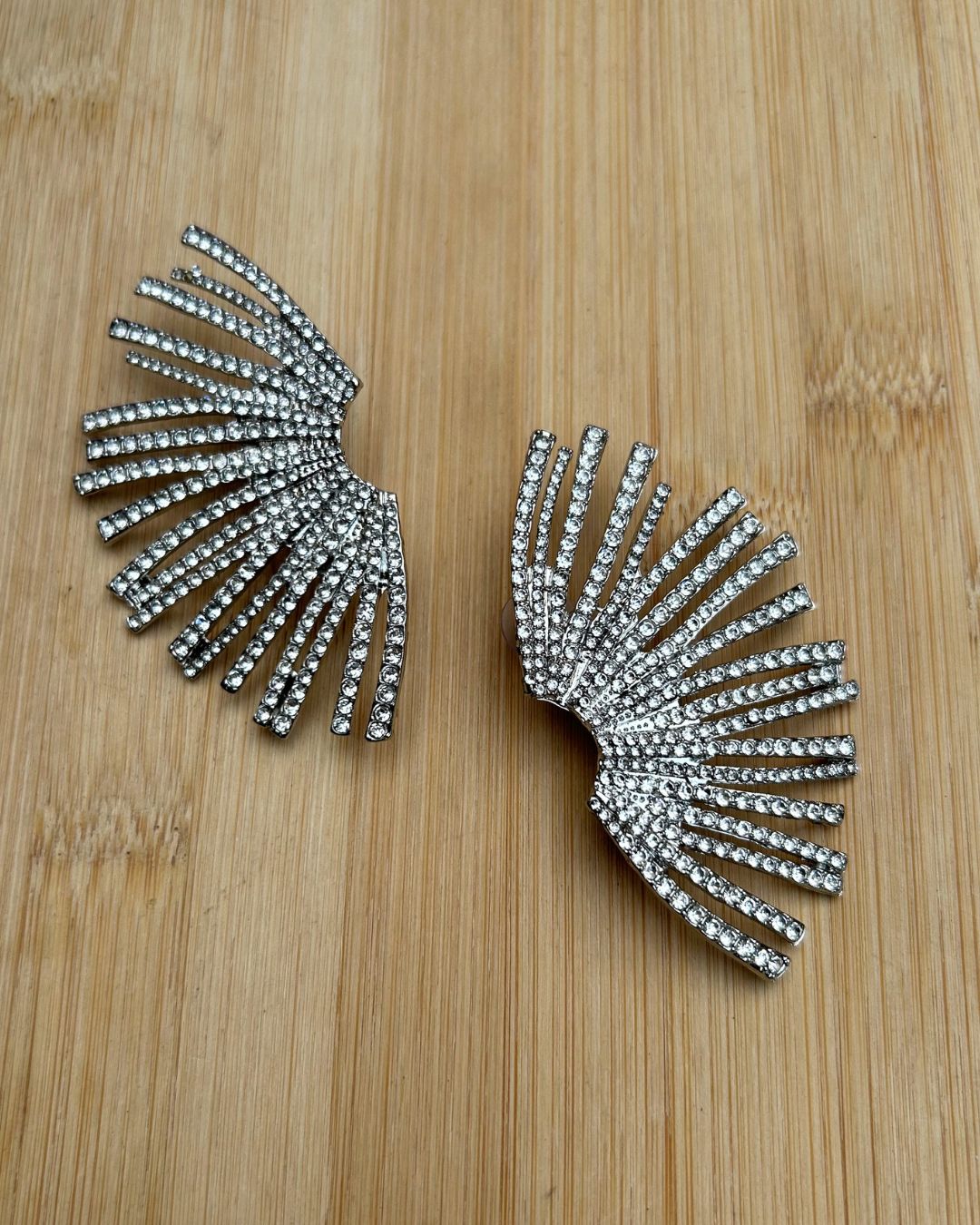 Silver Crystal Alloy Geometric Drop Earrings