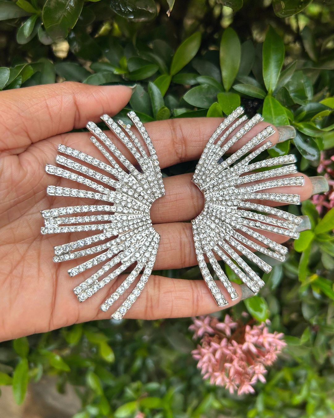 Silver Crystal Alloy Geometric Drop Earrings