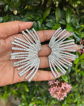 Silver Crystal Alloy Geometric Drop Earrings