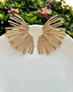 Golden Crystal Alloy Geometric Drop Earrings