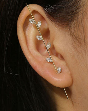Golden Crystal Zig Zag Unisex Ear Cuff (Pack of 2)