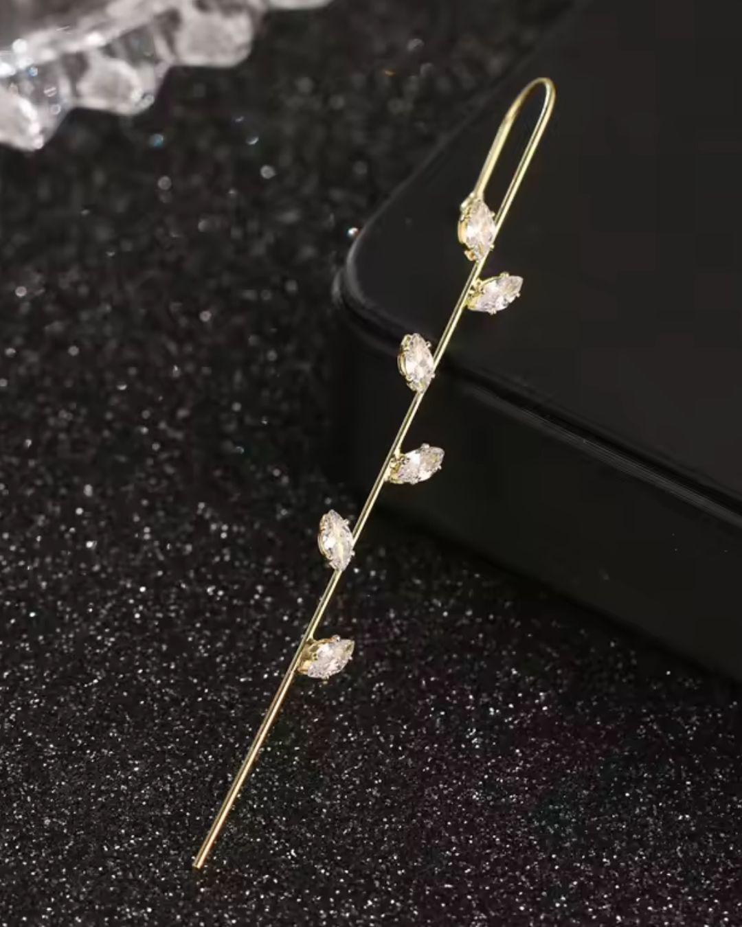 Golden Crystal Zig Zag Unisex Ear Cuff (Pack of 2)