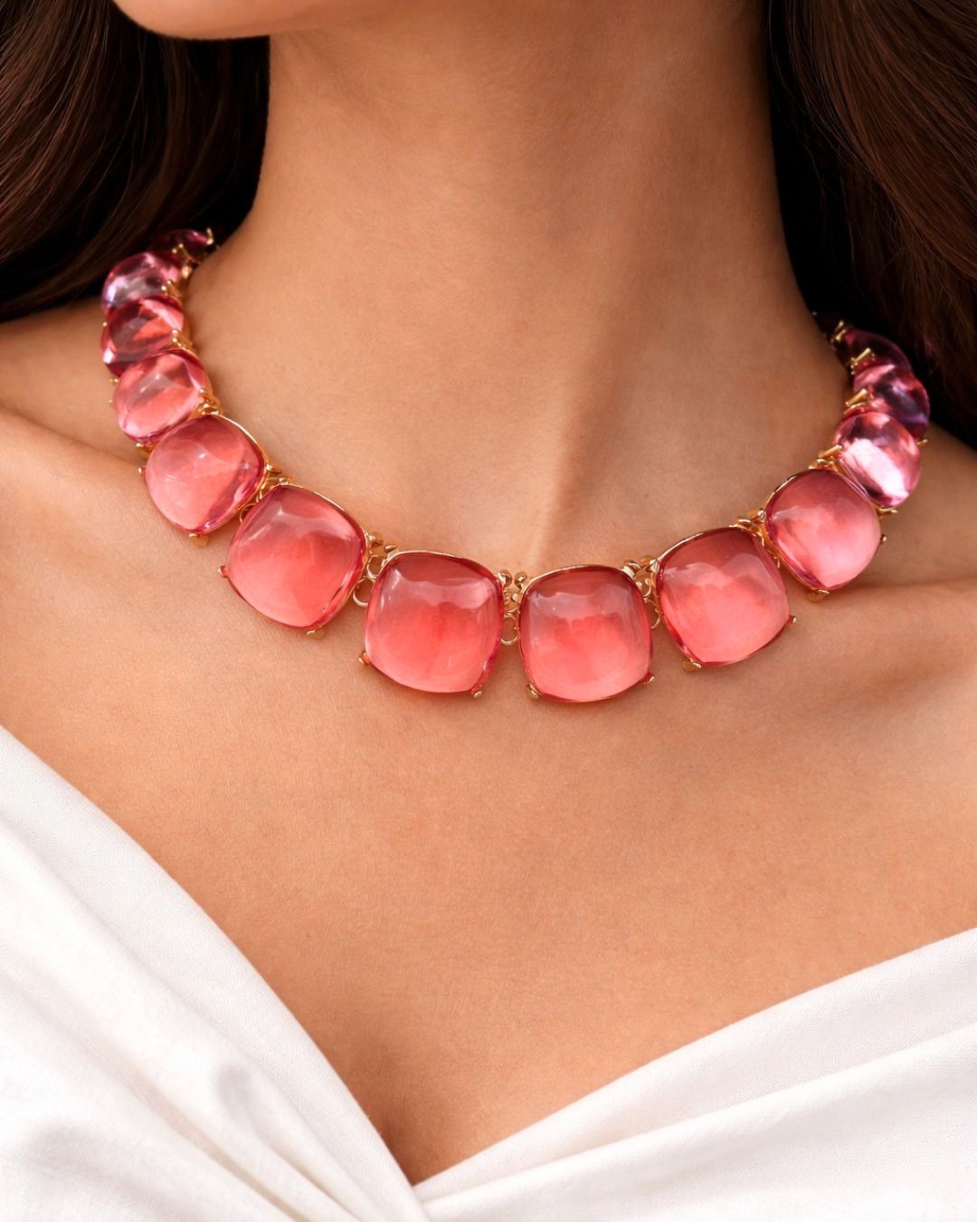 Maya Peach Statement Necklace