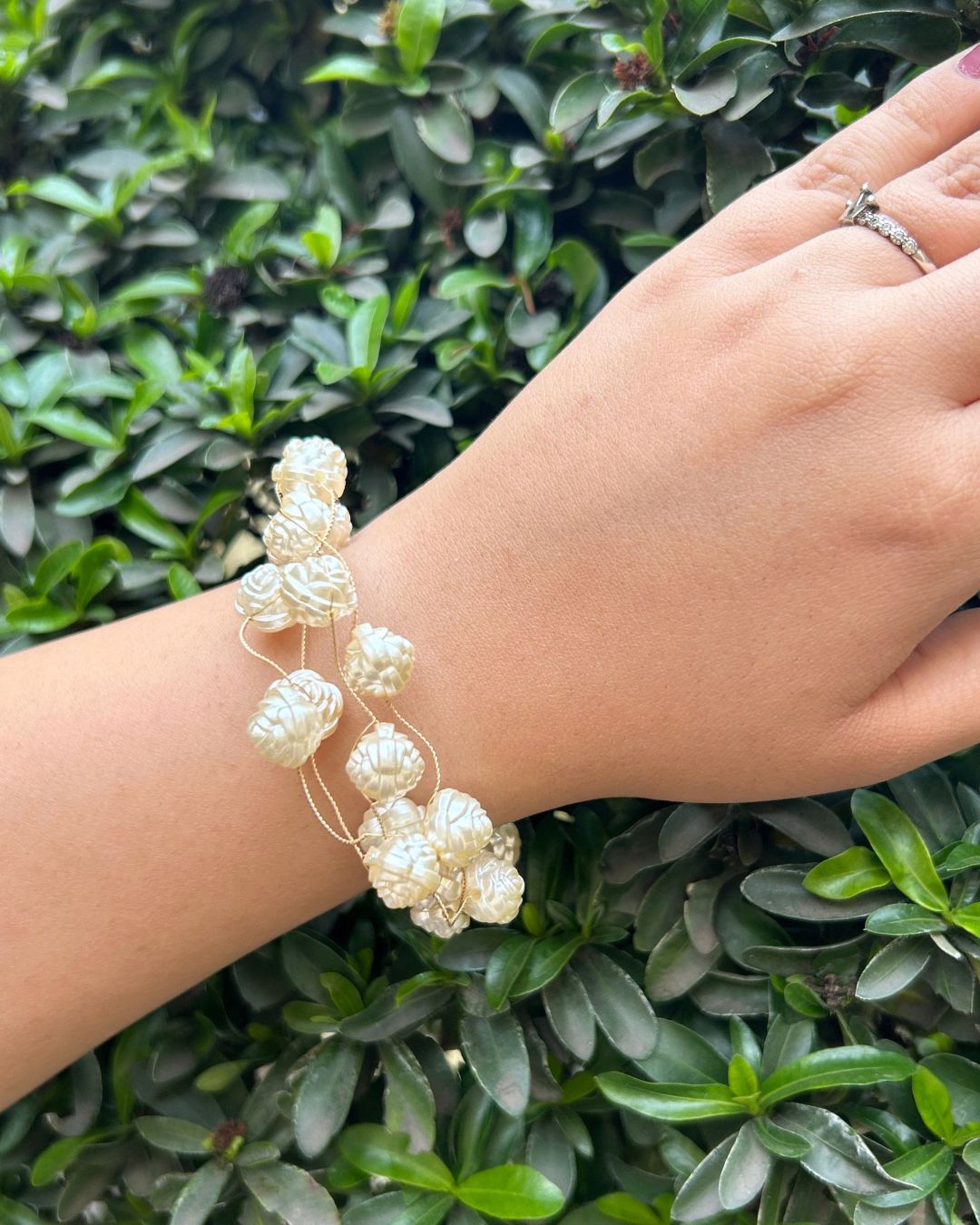 White Rose Pearl Bracelet