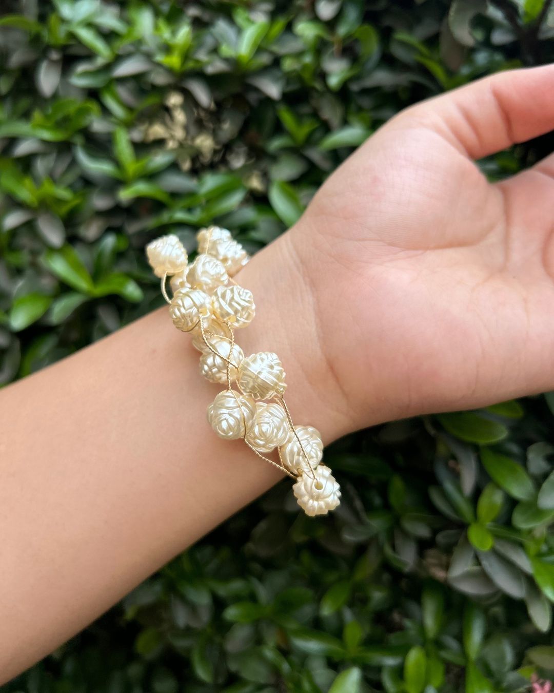 White Rose Pearl Bracelet