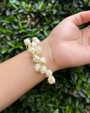 White Rose Pearl Bracelet
