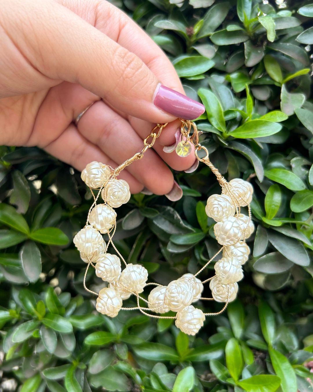 White Rose Pearl Bracelet