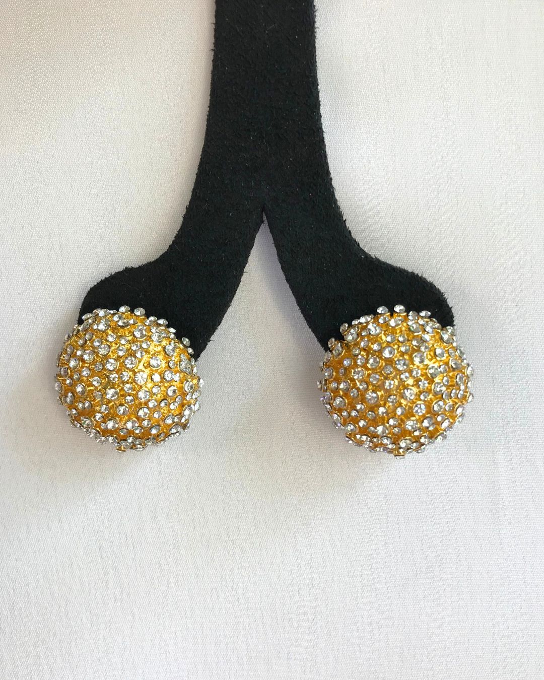 Golden Crystal Ball Stud Earrings