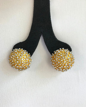 Golden Crystal Ball Stud Earrings