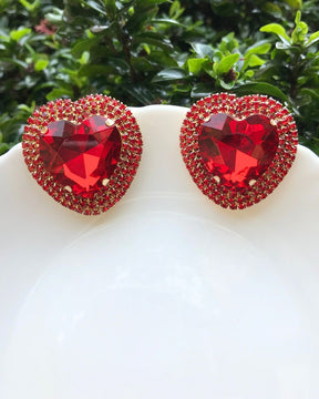 Red Retro Heart Drop Earrings
