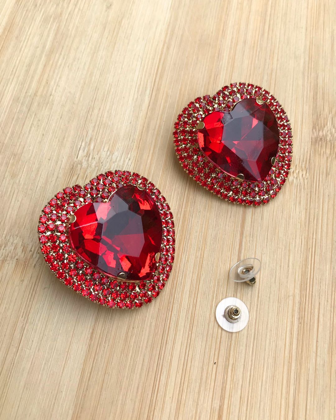 Red Retro Heart Drop Earrings