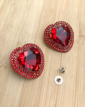 Red Retro Heart Drop Earrings