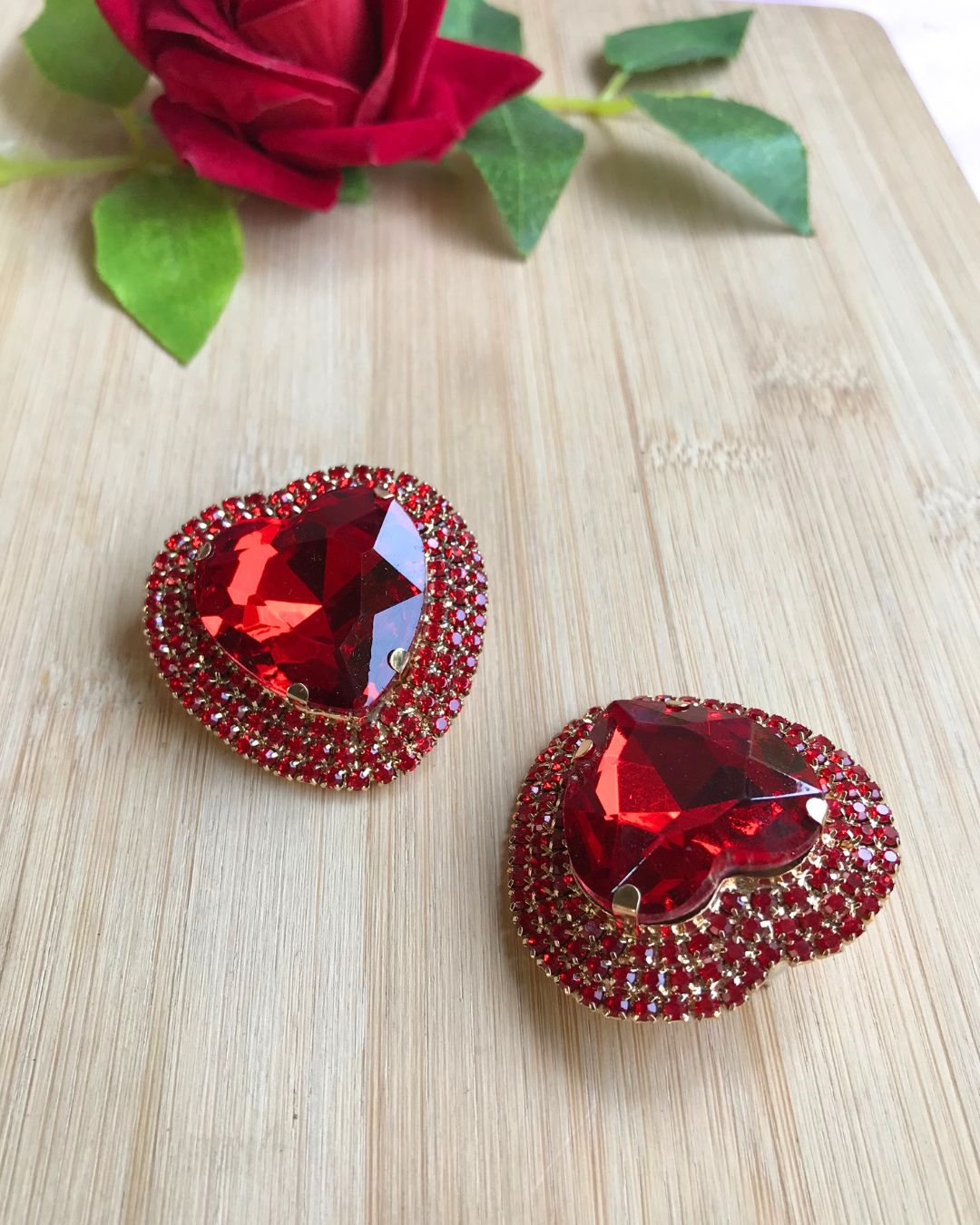 Red Retro Heart Drop Earrings