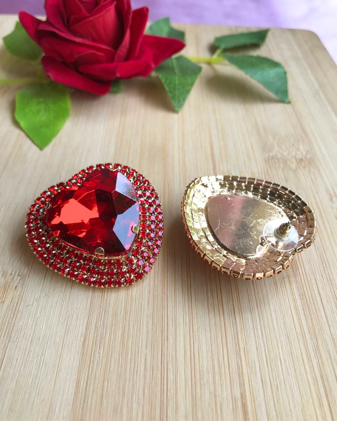 Red Retro Heart Drop Earrings