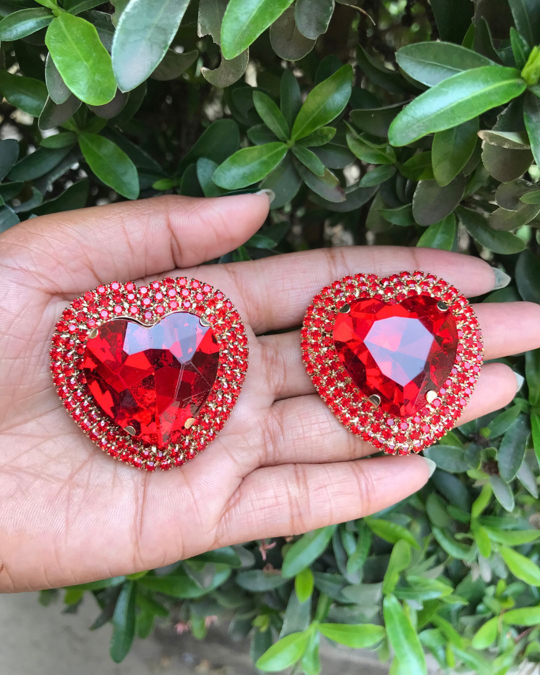 Red Retro Heart Drop Earrings