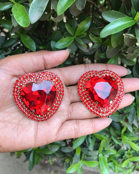 Red Retro Heart Drop Earrings