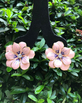 Pink Flower Enamel Stud Earrings