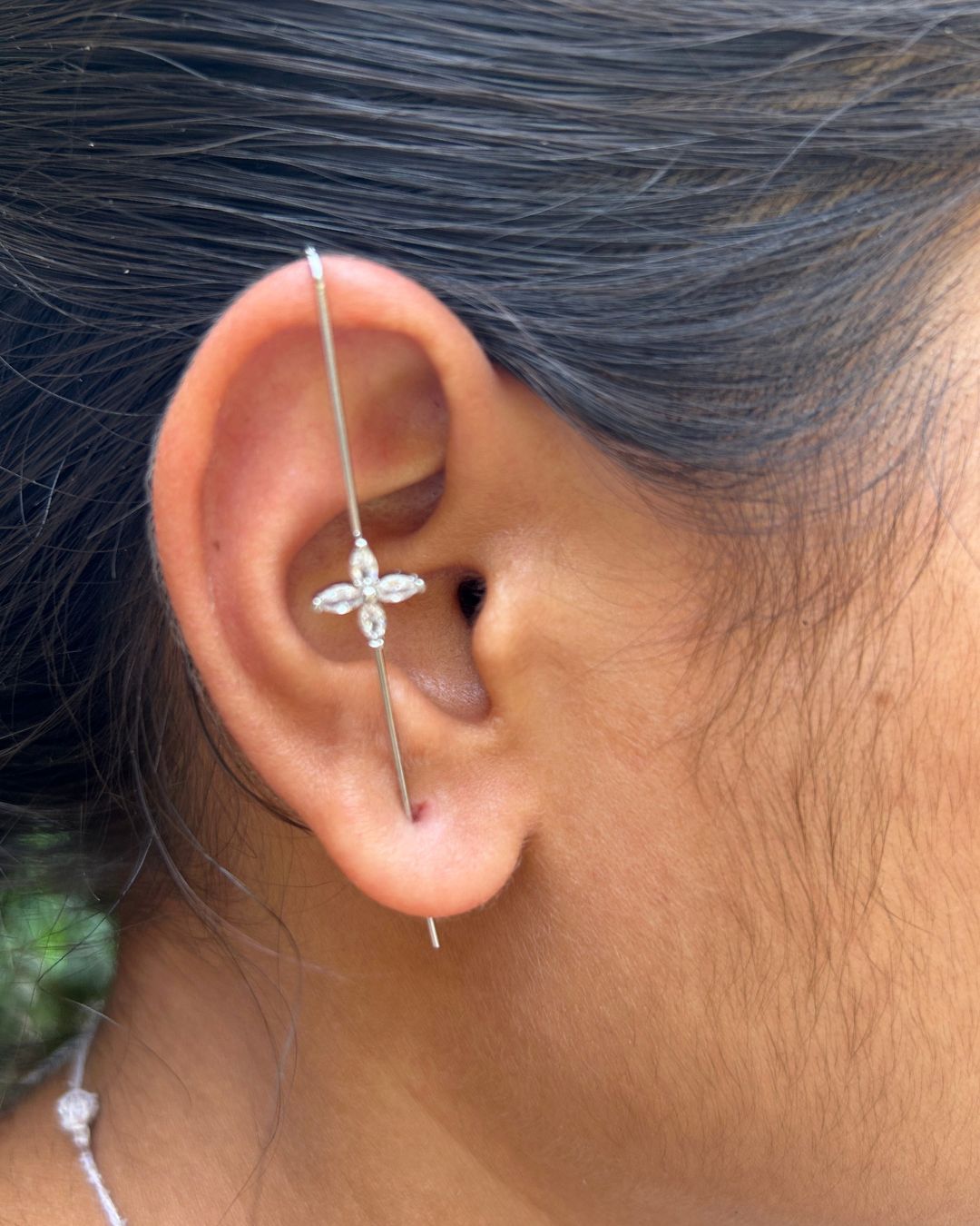 Silver Flower Unisex Ear Cuff