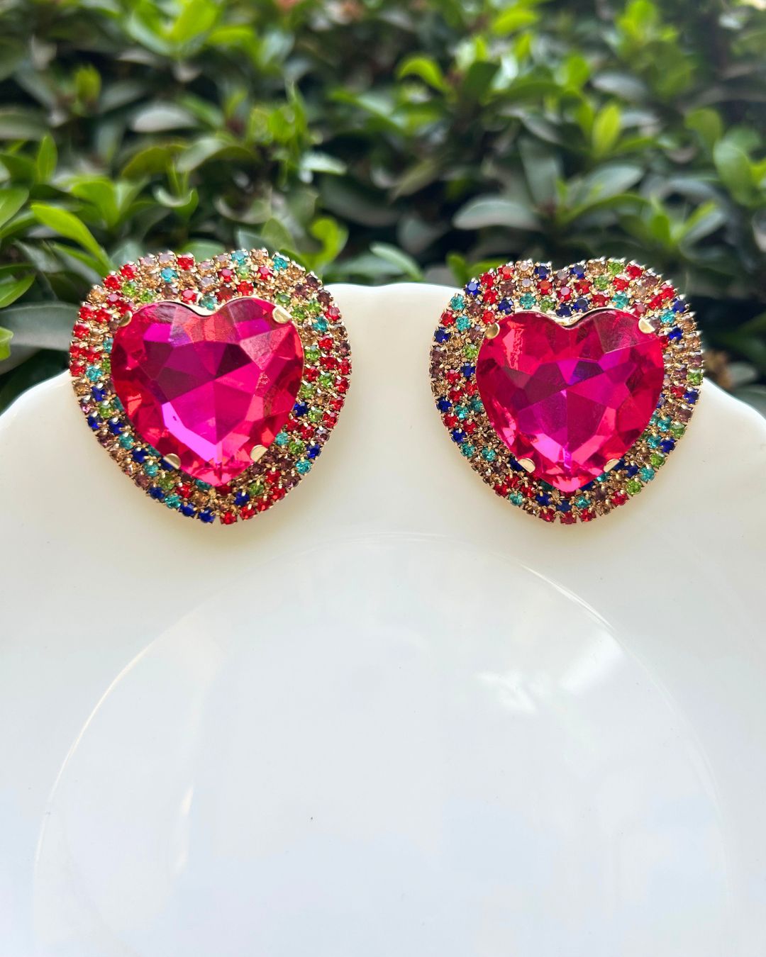 Pink Retro Heart Drop Earrings