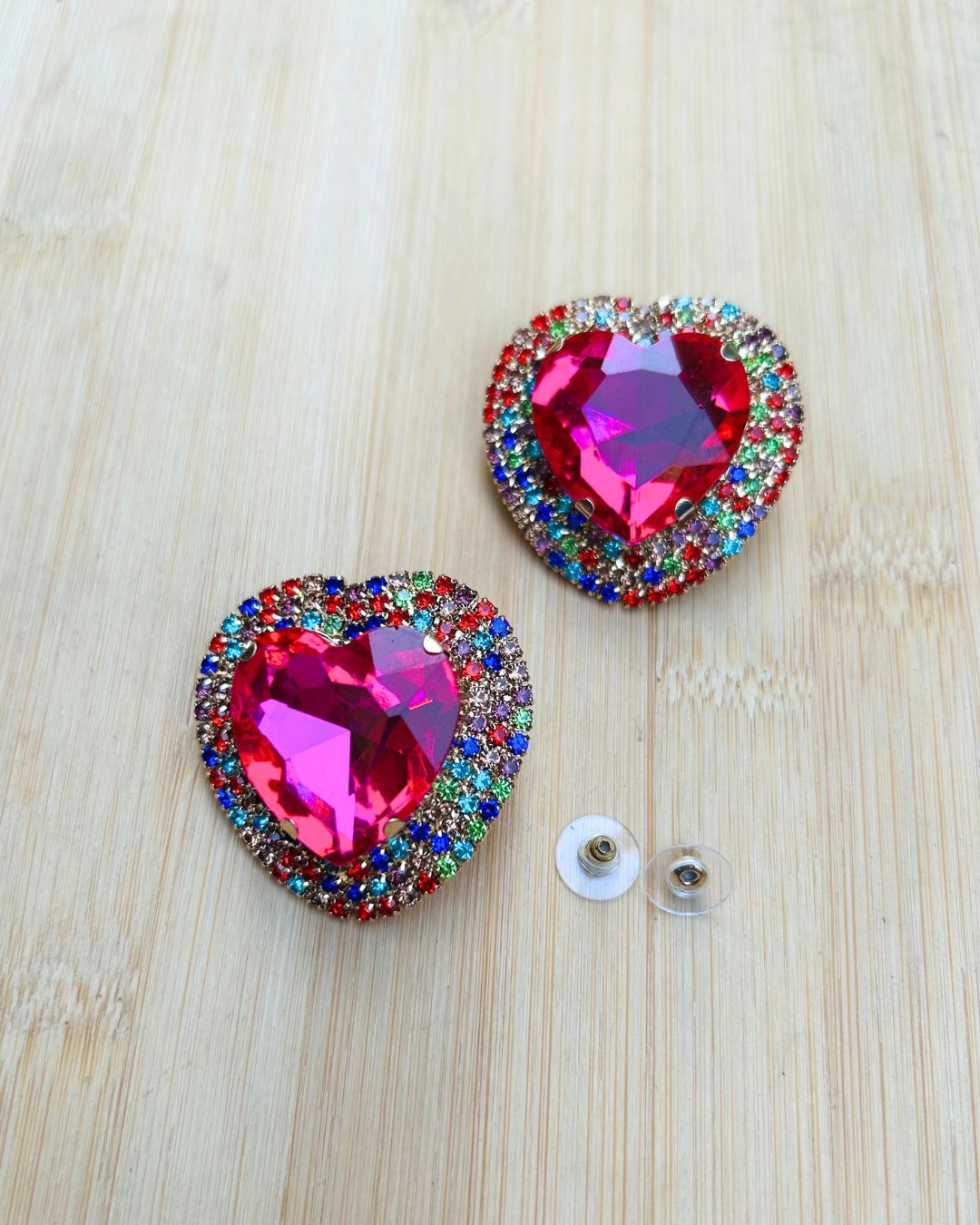 Pink Retro Heart Drop Earrings