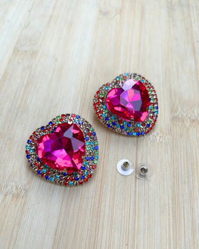 Pink Retro Heart Drop Earrings