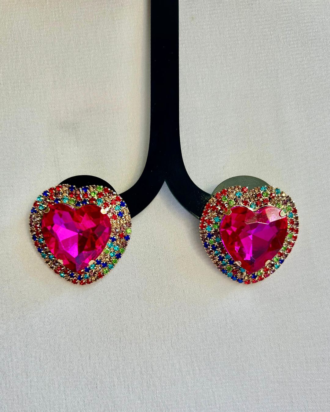 Pink Retro Heart Drop Earrings